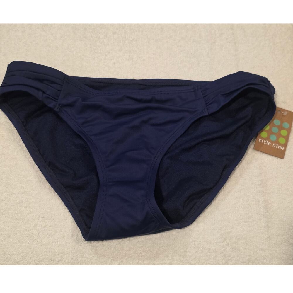NWT Title Nine holy grail low rise ruched side bikini bottom - navy blue - small